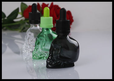 الصين جمجمة 30 مل من الضروري النفط زجاج زجاجات بالقطارة زجاجة واضحة الأخضر الأسود المزود